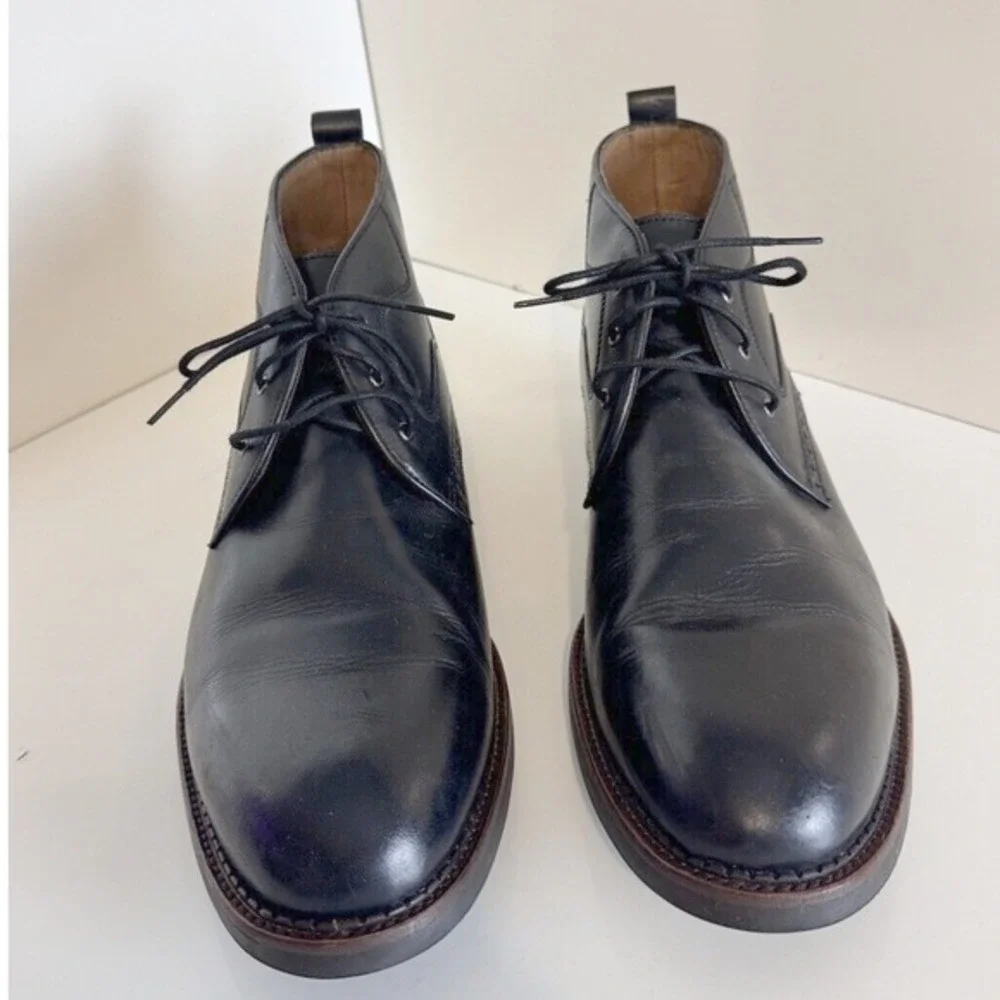 Johnston & Murphy Black Leather Wingtip Brogue Chukka Boots Dress Shoes 13 48-04